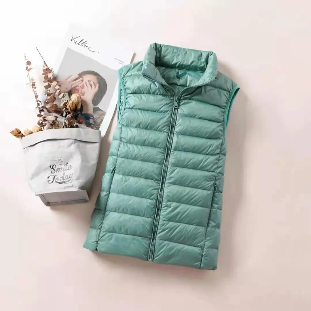 Claire: Women's Down Vest - Slim Sleeveless Jacket, Portable Windproof Waistcoat