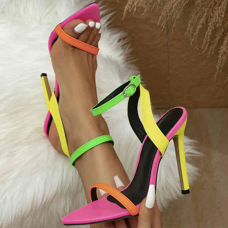 Neon Nights Rainbow Stiletto Heels Shoes