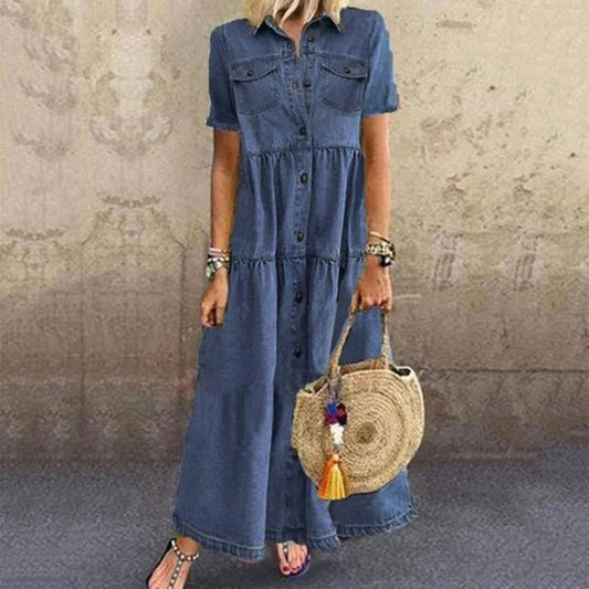 Shaniah - Classic Denim Casual Dress – Timeless & Stylish