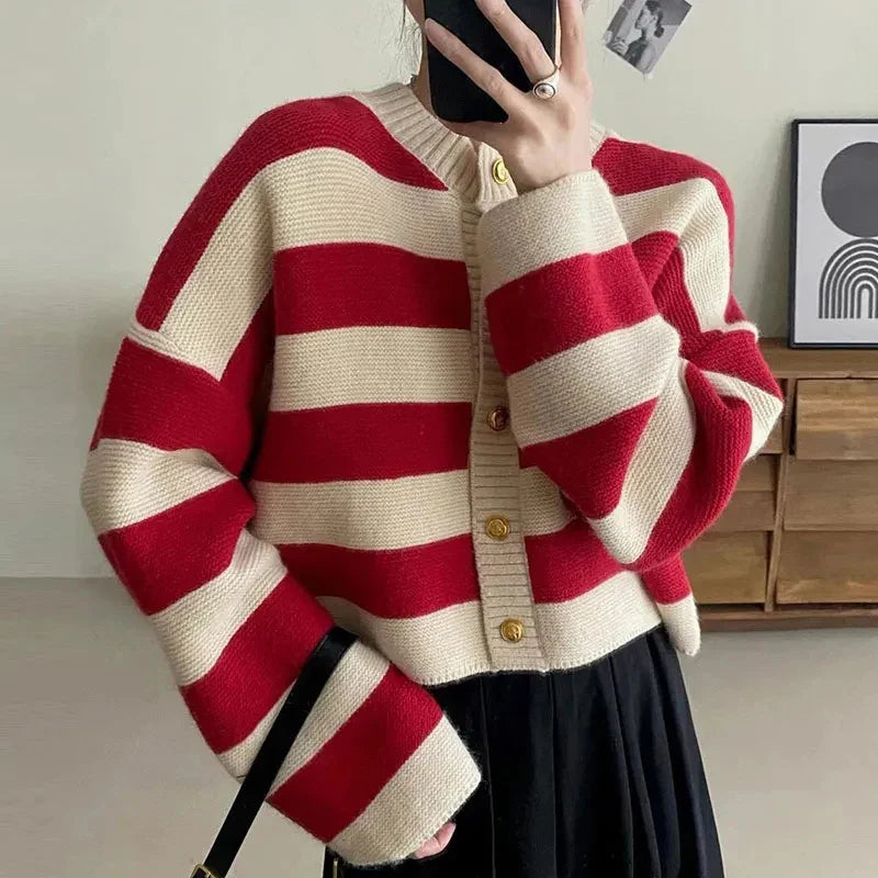 Josephine: Striped Knitted Cardigan/sweater
