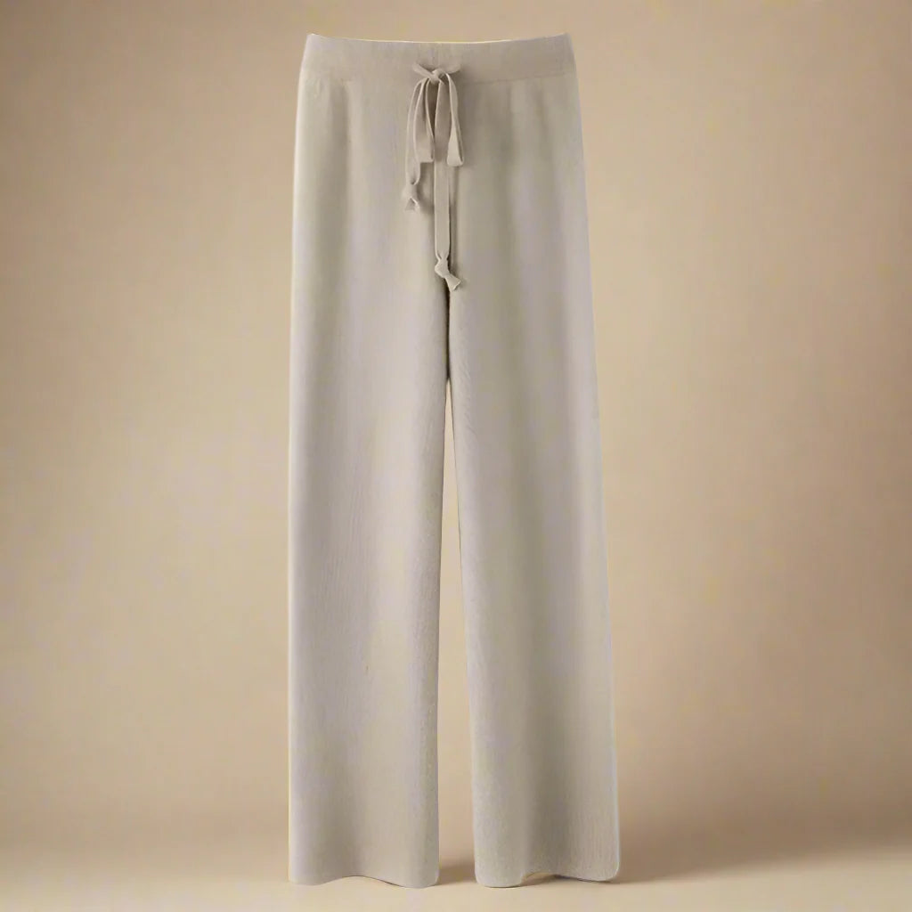 Mila High-Waisted Wool Knit Wide-Leg Pants – Chic & Cozy Autumn/Winter Style