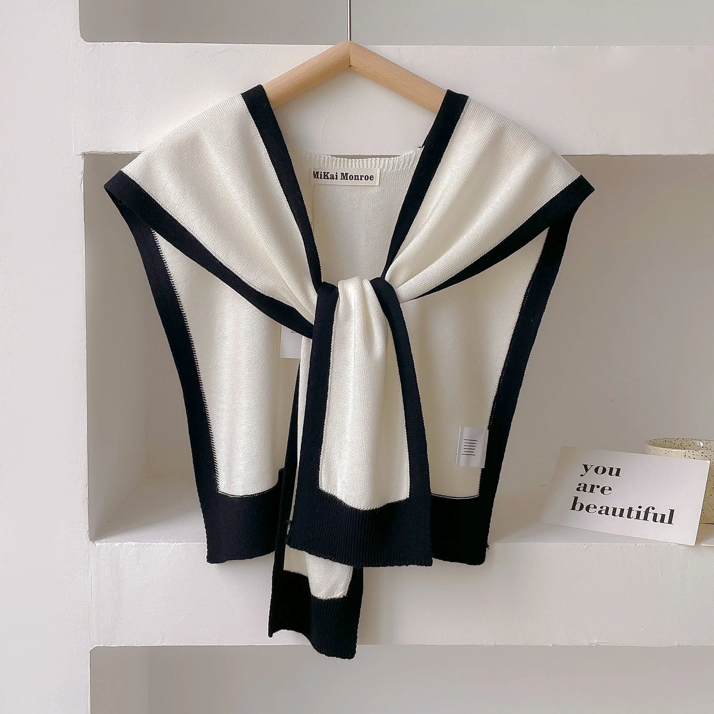 Dianne's Spring & Autumn Knitted Striped Shawl – Luxe Warmth for Office Elegance