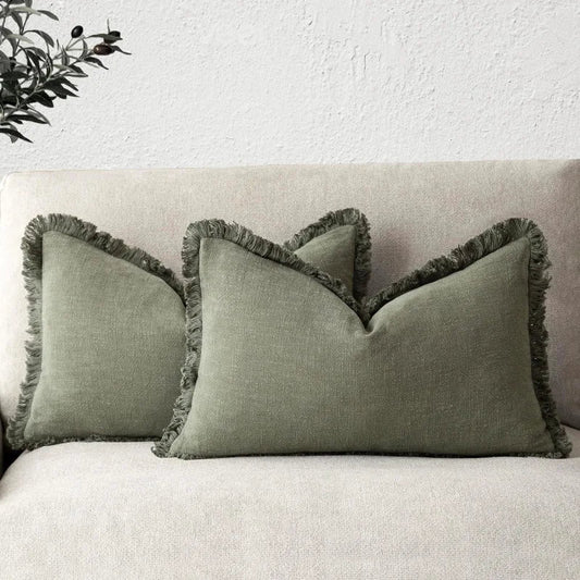 Decorative Nordic Frill Cotton & Linen Cushion Covers - 6 Colours