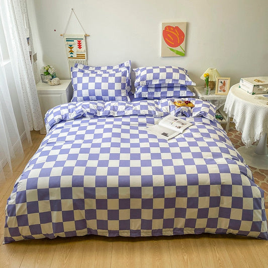 Thelittleesse™ Soft Checkerboard Bedding Set – Modern 3/4-Piece Polyester Collection