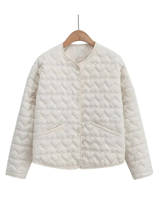 Emma Heart Women's O Neck Padded Jacket 2023 - Versatile Autumn/Winter Coat