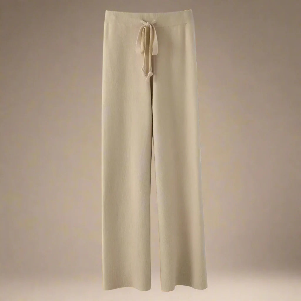 Mila High-Waisted Wool Knit Wide-Leg Pants – Chic & Cozy Autumn/Winter Style