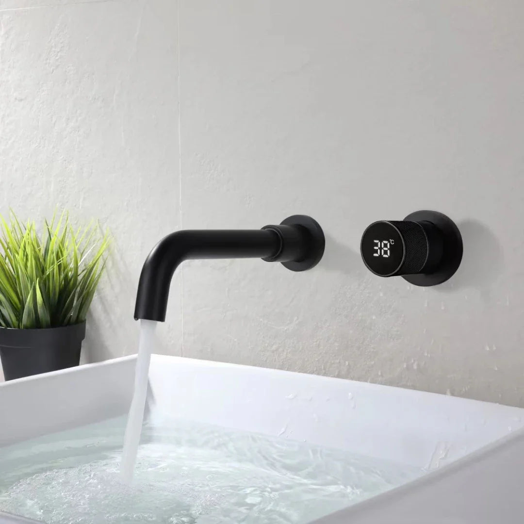 Ferond Black Brass Digital Display Bathroom Faucet – Dual-Control Cold & Hot Basin Faucet