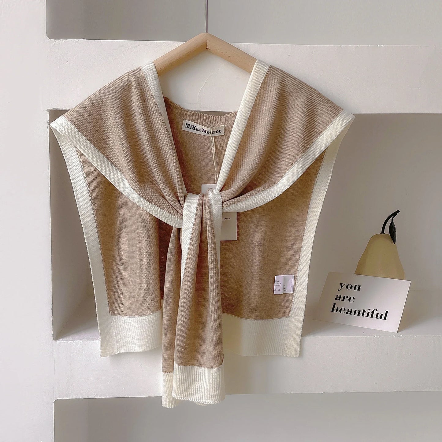 Dianne's Spring & Autumn Knitted Striped Shawl – Luxe Warmth for Office Elegance