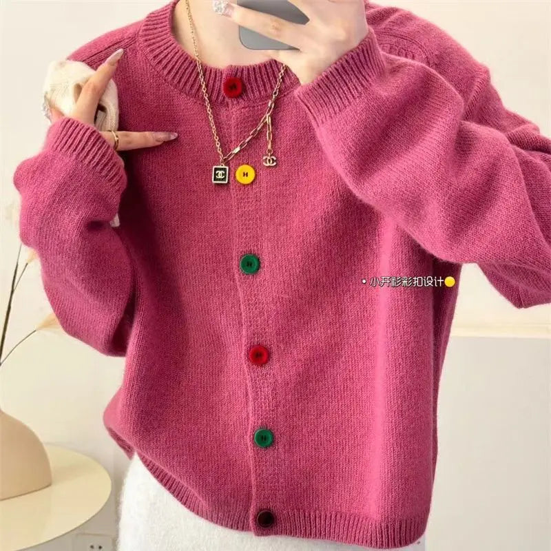 Pateekate Casual Button-Up Cardigan - Women's Loose-Fit Solid Sweater