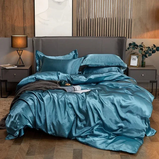 Thelittleesse™ Silk Bedding Ensemble – 4-Piece Luxury Satin Set