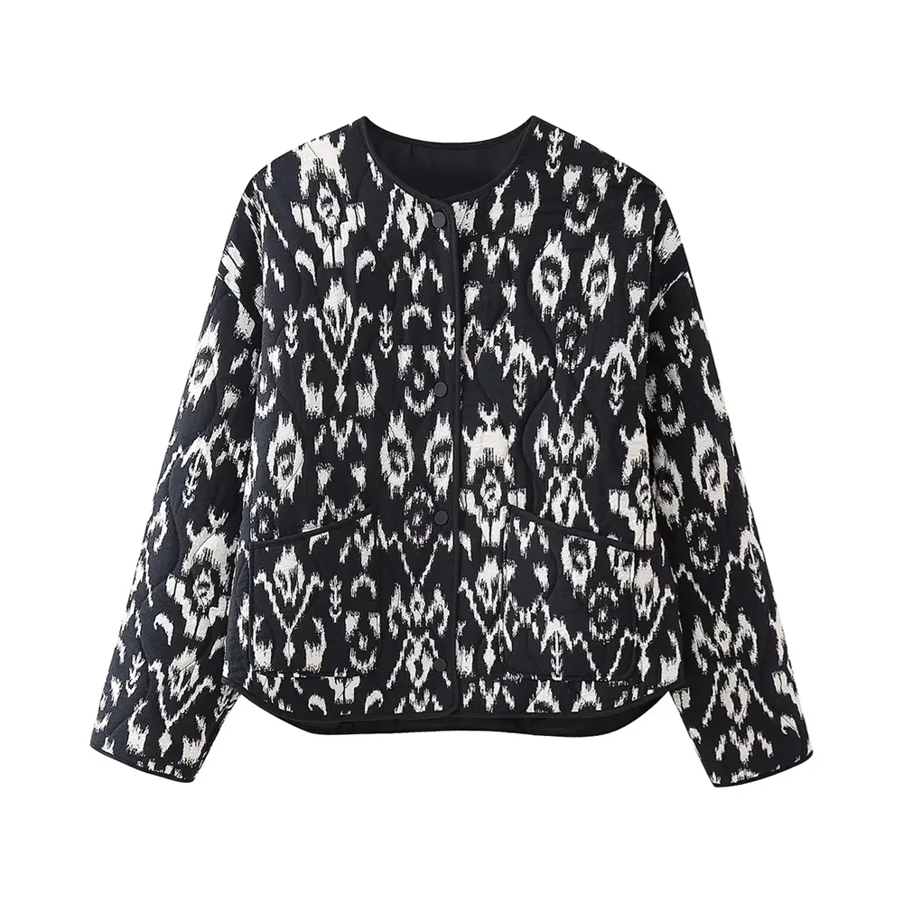 Shelly: Short and Versatile Printed Quilted Jacket