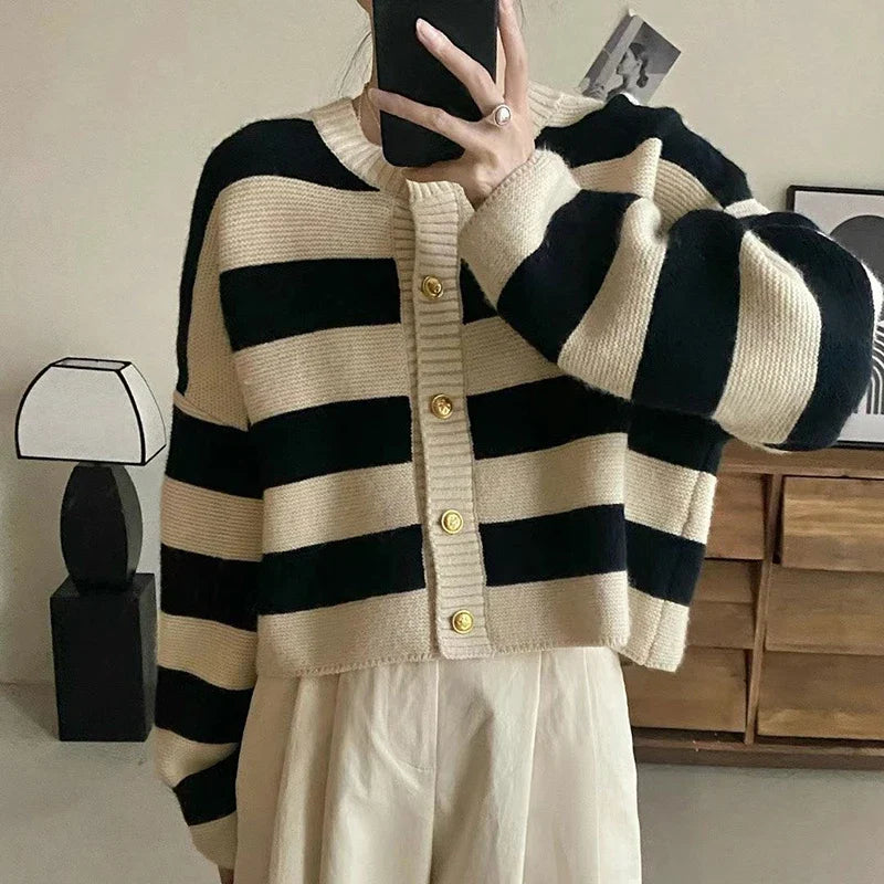 Josephine: Striped Knitted Cardigan/sweater