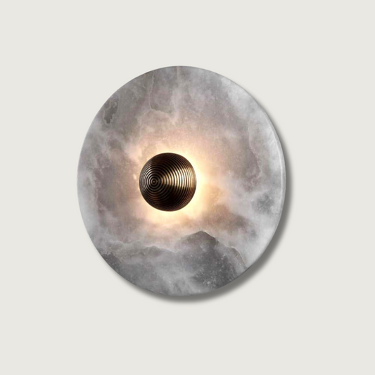 LuxeMarble – Round Marble Wall Lamp for Chic Illumination