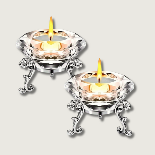 RadiantCrystal - Transparent European Candle Holder Set