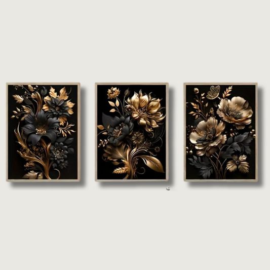 LuxeBloom - Golden Flower Wall Decor