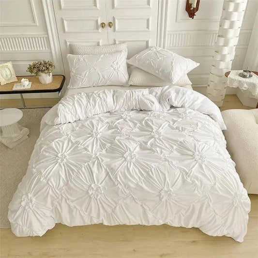 High End Three-dimensional Pinch Pleated Bedding Set │ Modern Boho Quilt Bed Duvet cover Pillow case