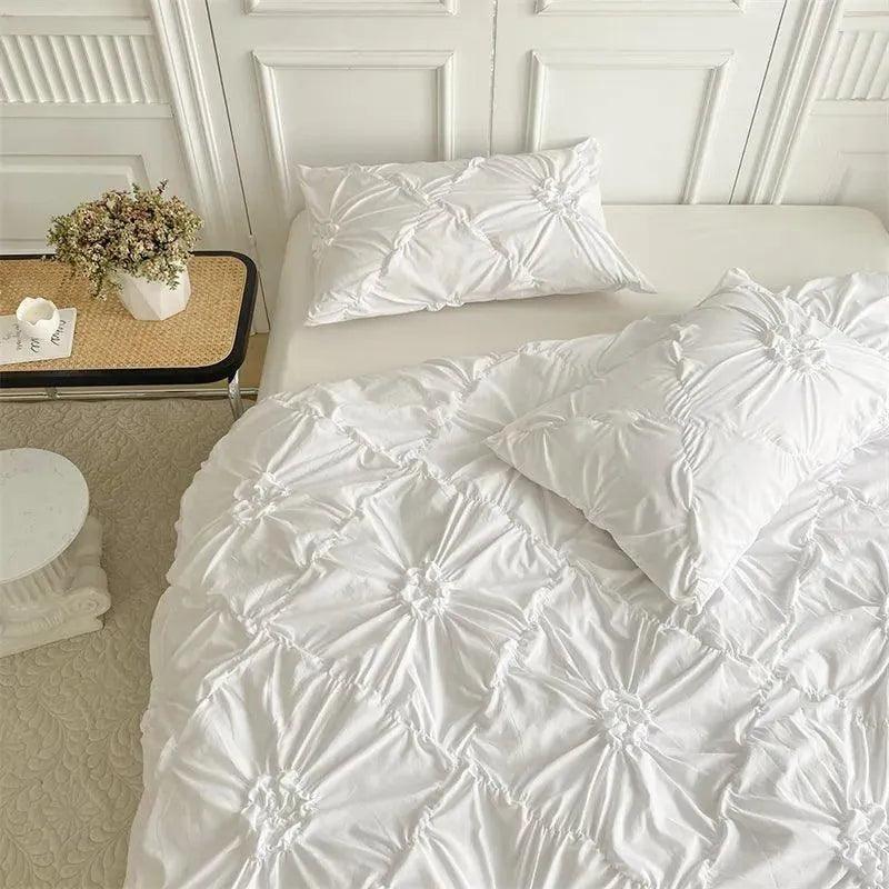 High End Three-dimensional Pinch Pleated Bedding Set │ Modern Boho Quilt Bed Duvet cover Pillow case