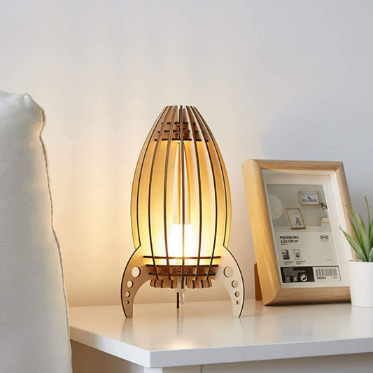 Thelittleesse™ Retro Wooden Bedside Lamp – Warm Light for Kids' Room or Living Space