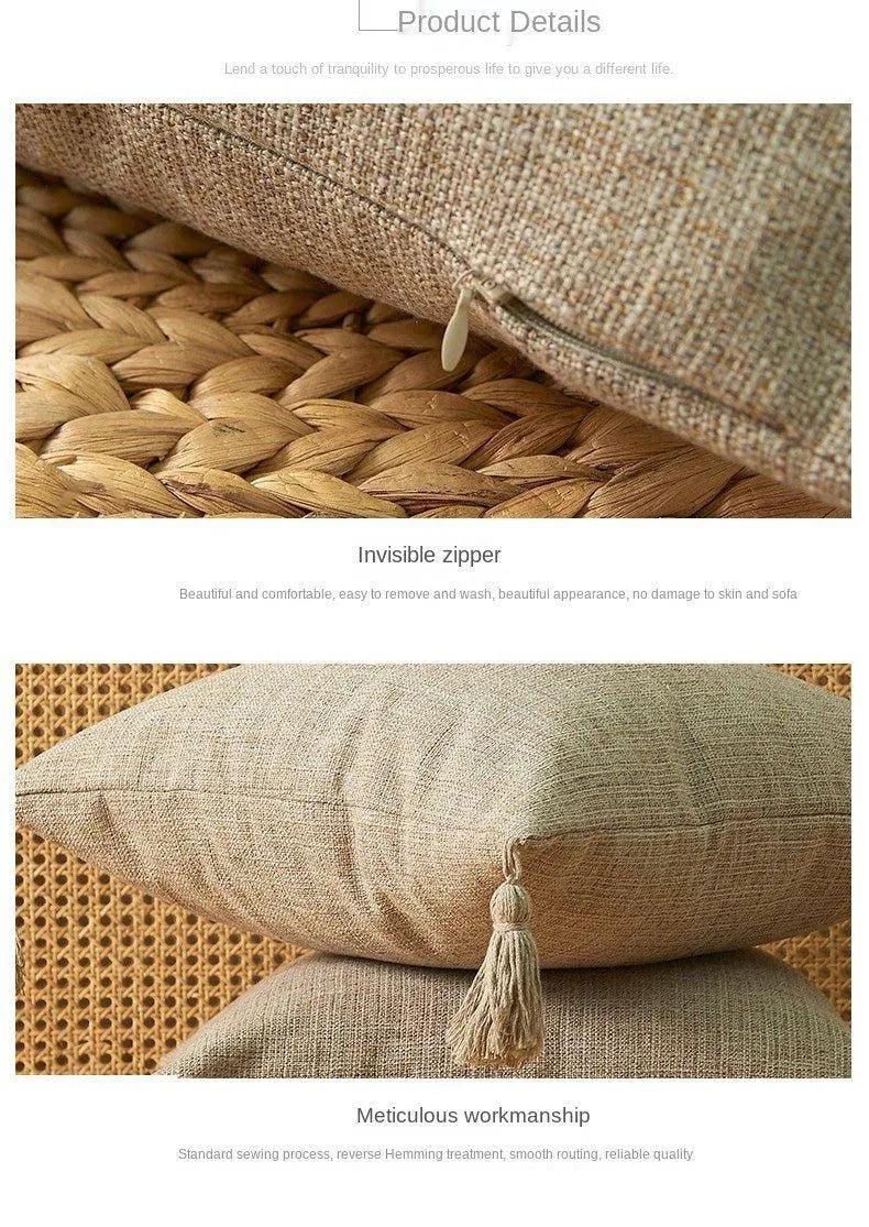 Minimal Linen Cushion Cover with Tassels │ Nordic Home Soft Decorative Pillowcase
