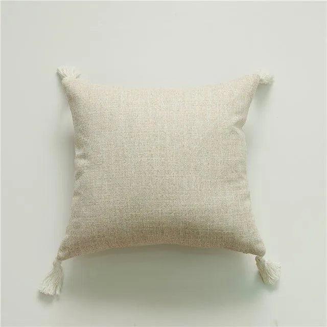 Minimal Linen Cushion Cover with Tassels │ Nordic Home Soft Decorative Pillowcase