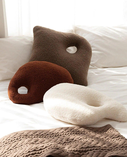Modern Abstract Throw Pillows │ Neutral Solid Color Wool Decorative Cushion