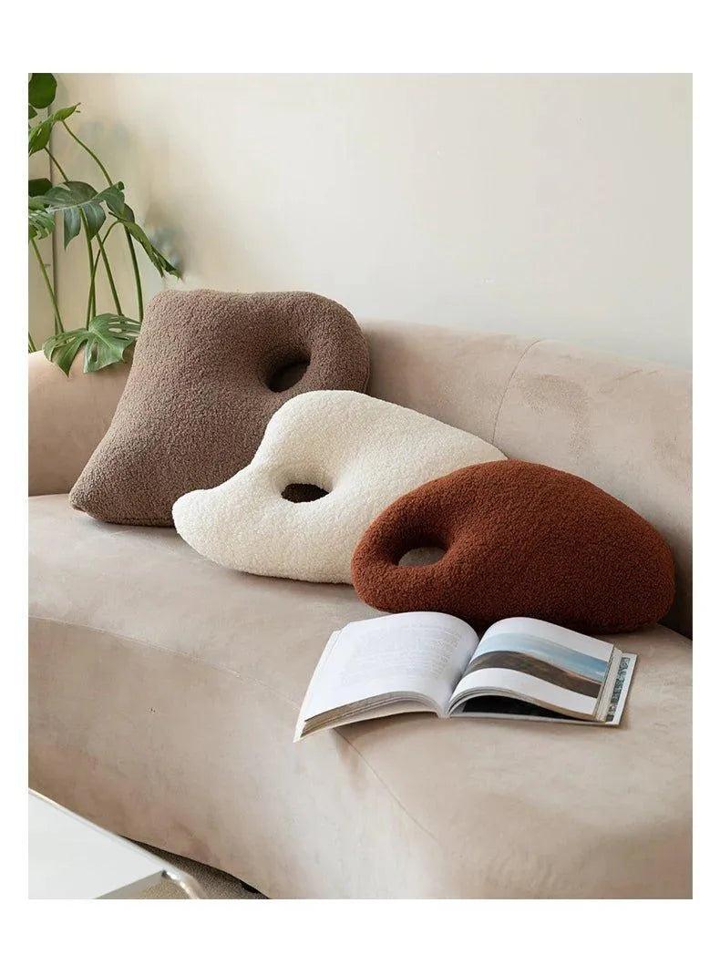 Modern Abstract Throw Pillows │ Neutral Solid Color Wool Decorative Cushion