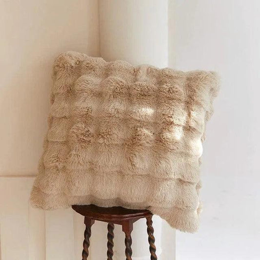 Neutral Luxury Fluffy Fur Throw Pillow │ High-end Warm Comfortable Cushions with pilling│ for Beds Living Room Sofa Home Decor